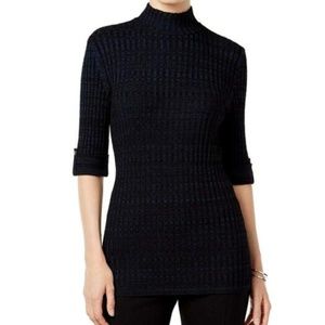 Style&Co Petite Marled Mock-Neck Sweater